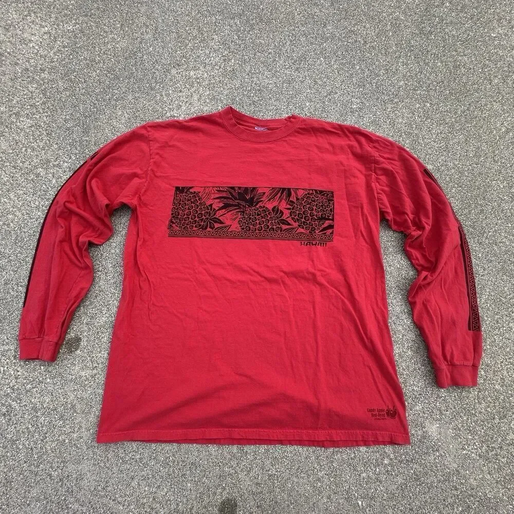 Crazy Shirts Hawaii Candy Apple Red Dyed Shirt Mens Large (23x29) Regular Y2K